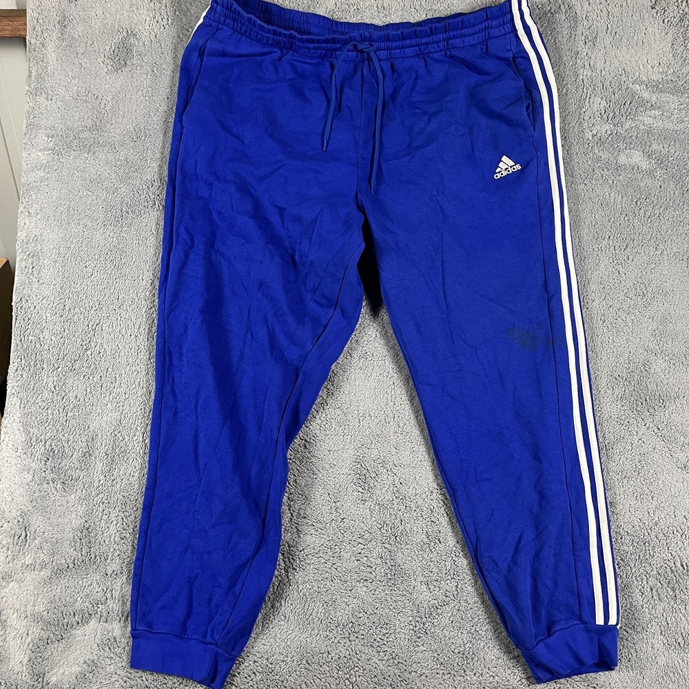 Adidas Sweatpants Mens 4XLT Blue 3-Stripe Fleece Lined Elastic Waist Drawstring